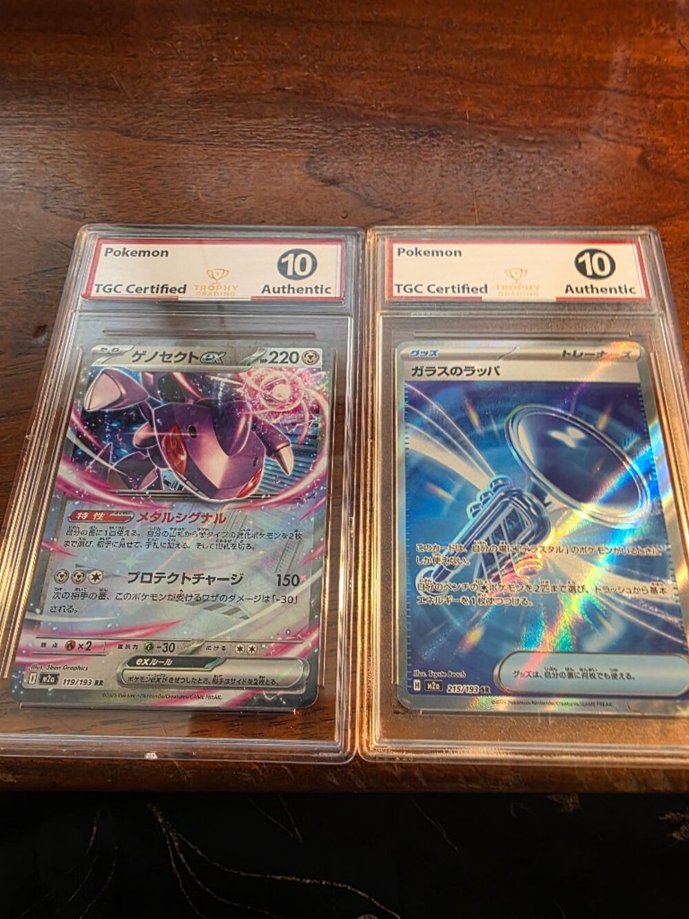 2PC JAPANESE/POKEMON 10 AUTHENTIC TGC CERTIFIED TRADING CARS SLABBED